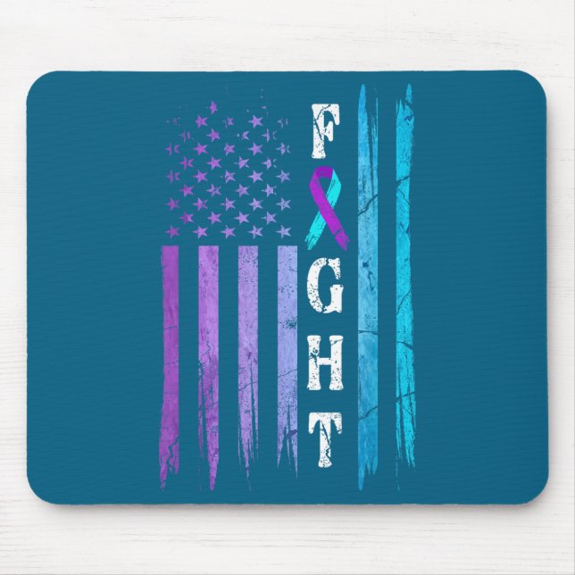 Mousepad Us Flag Suicide Prevention Awareness Fight Wear Pu (Frente)