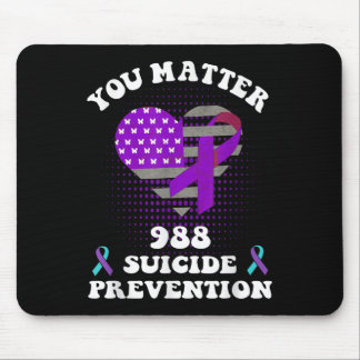 Mousepad Us Flag You 988 Suicide Prevention Awareness Ribbo