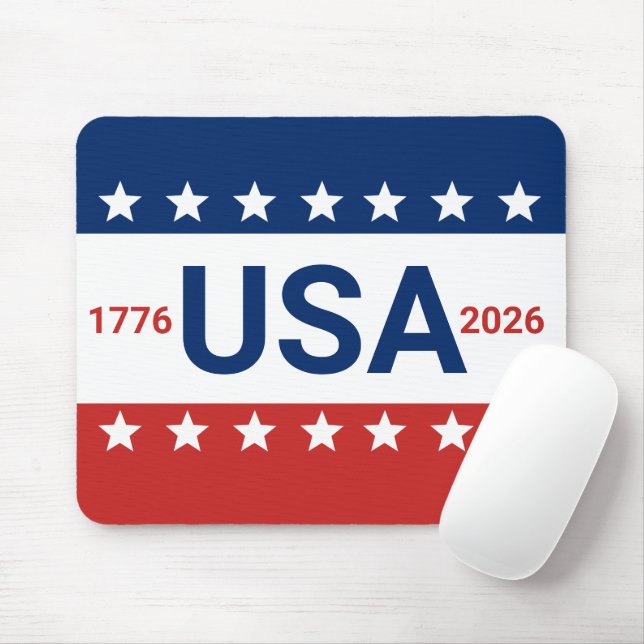 Mousepad USA 1776 2026 250th Anniversary Red White Blue (Com mouse)
