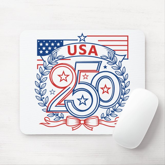 Mousepad USA 250 Patriotic Anniversary Emblem Design (Com mouse)