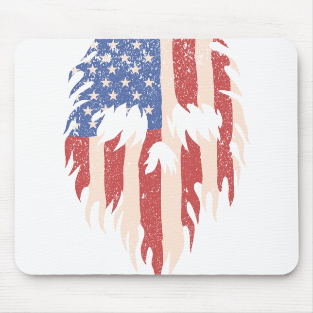 Mousepad USA Flag Skull Beard | Distressed Patriotic Design (Frente)