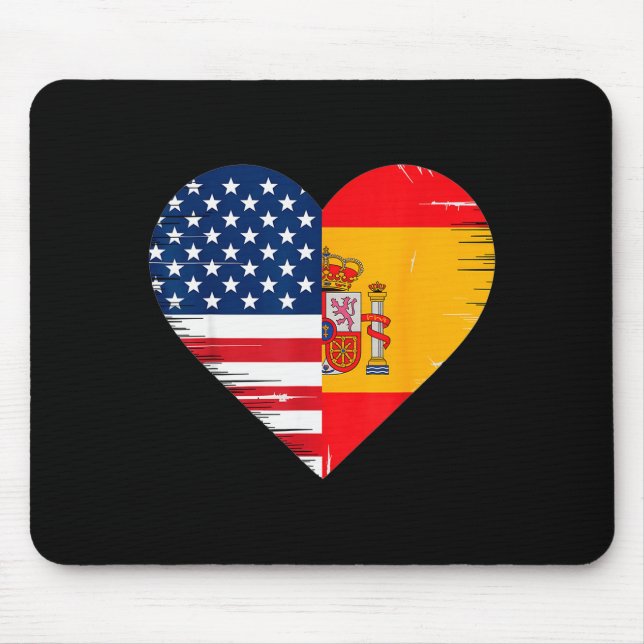Mousepad Usa Spain Heart - Dual Citizenship  (Frente)