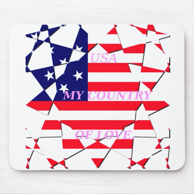 Mousepad USA Star Spangled Love My Country of Love (Frente)