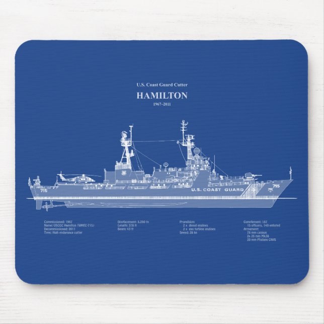 Mousepad USCG Cutter Hamilton whec-715 - ABD (Frente)