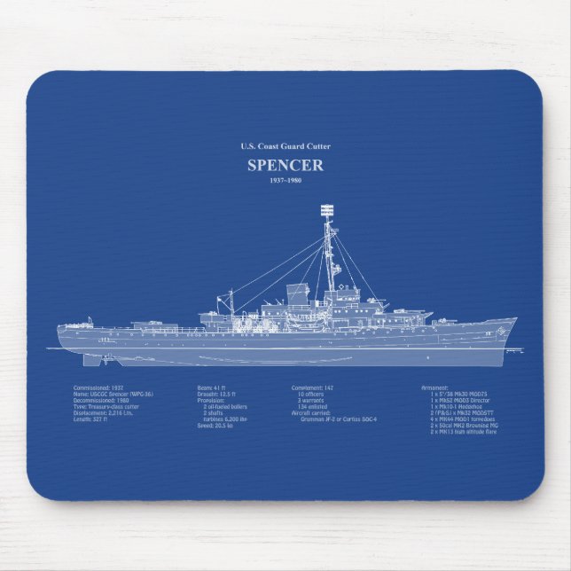 Mousepad USCG Cutter Spencer wpg-36 - ABD (Frente)