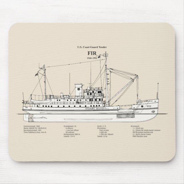 Mousepad USCG Tender Fir wlm- 212 - SBD (Frente)