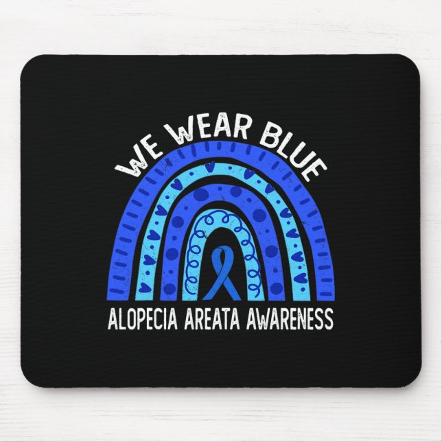 Mousepad Use Azul Arco-Íris Para Conscientização da Alopeci (Frente)