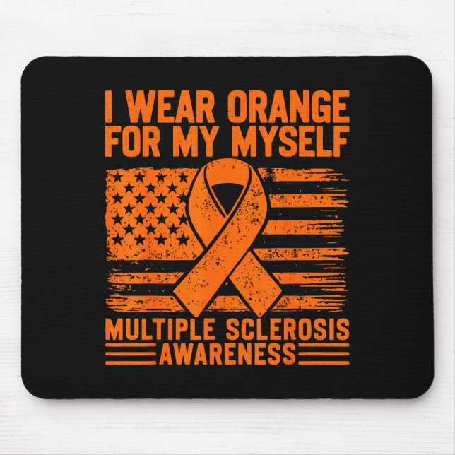 Mousepad Use laranja para a conscientização da esclerose mú (Frente)