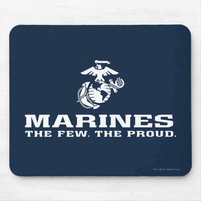 Mousepad USMC O Pouco Logotipo Orgulhoso Empilhado - Branco (Frente)