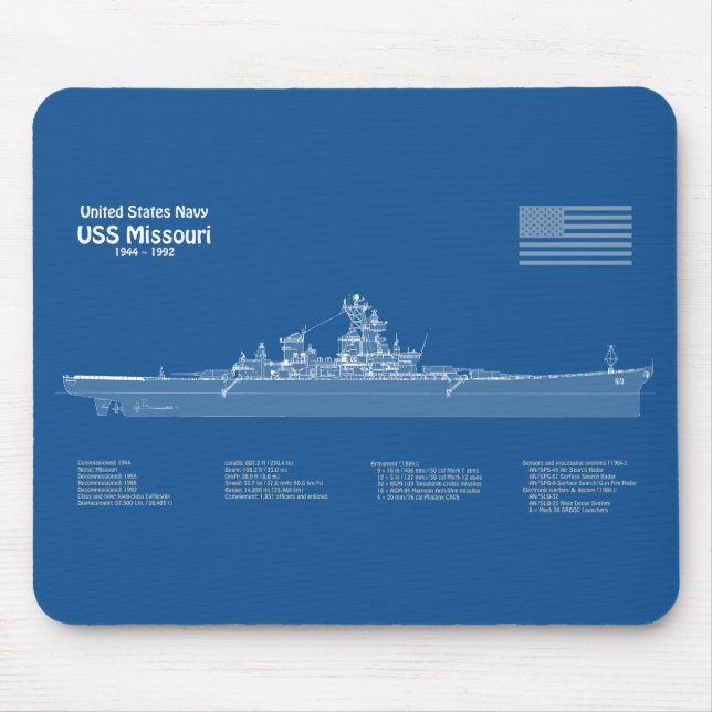 Mousepad USS Missouri - Entregar planos de projeto ABD (Frente)