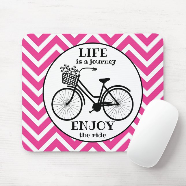 Mousepad Usufrua da citação de passeio de bicicleta cor-de- (Com mouse)