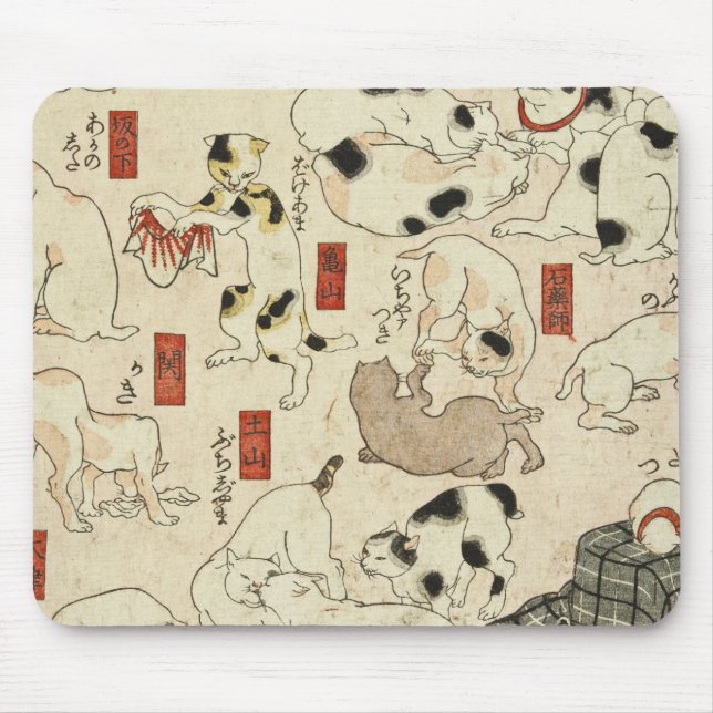 Mousepad Utagawa Kuniyoshi - Gatos (Frente)