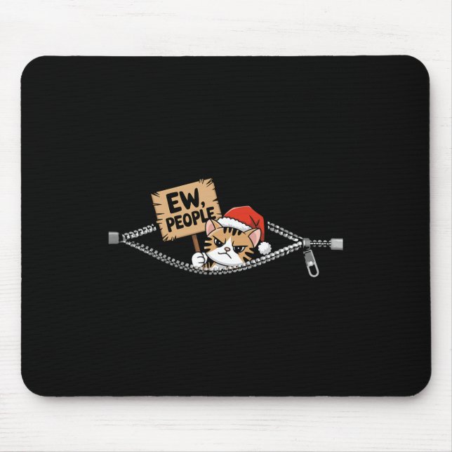 Mousepad Uw Pessoas Engraçadas Gato De Natal Bonito Para Ga (Frente)