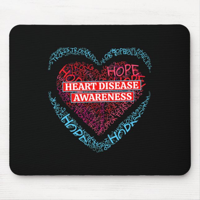 Mousepad Vá Doença Cardíaca Vermelha Conscientização Para H (Frente)
