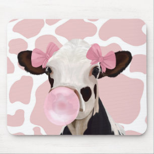 Mousepad Vaca Bonita Brilhando Bólego Rosa