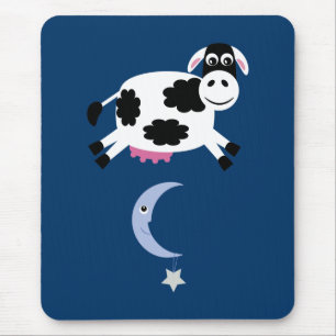 Mousepad Vaca bonito saltada sobre a lua Mousemat