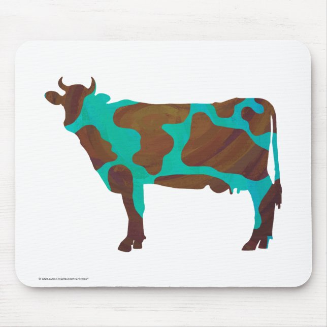 Mousepad Vaca Brown e Teal Silhouette (Frente)