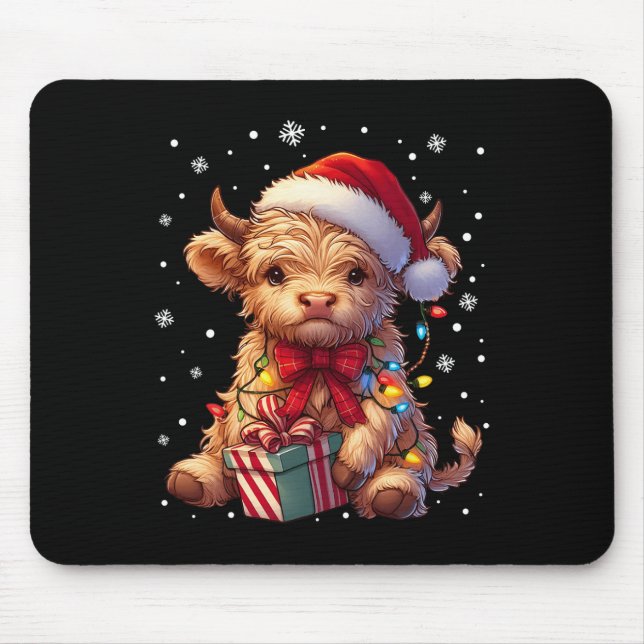 Mousepad Vaca das Terras Altas da Feira de Natal nas Terras (Frente)