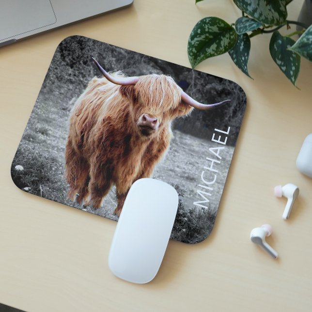 Mousepad Vaca das Terras Altas Escócia Nome Personalizado (Criador carregado)
