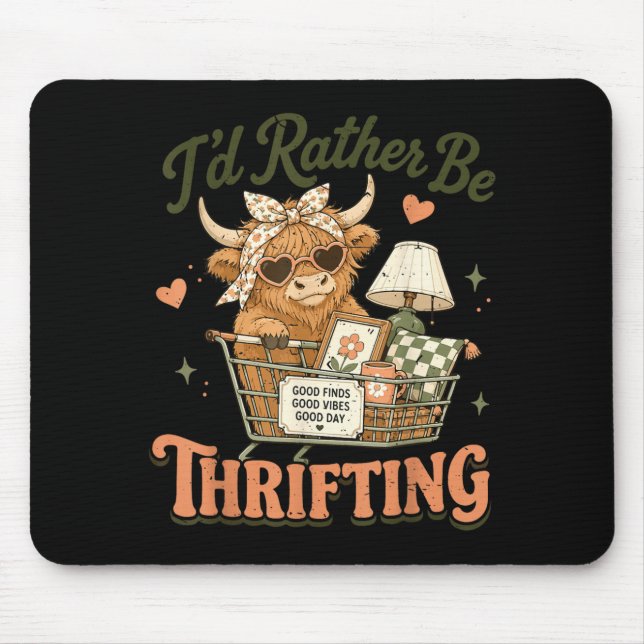 Mousepad Vaca das Terras Altas Eu Preferiria Estar Fazendo  (Frente)