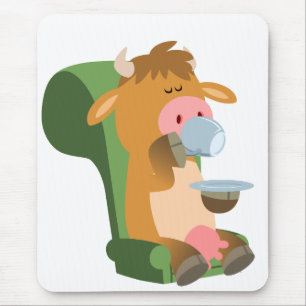 Mousepad Vaca de Cartoon Bonita e um Bocalhão de Cuppa
