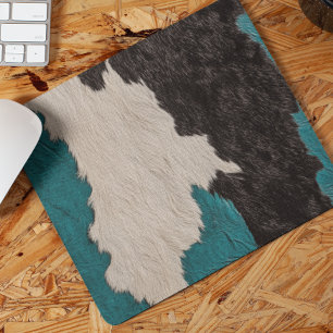 Mousepad Vaca De Couro De Turquesa Falsa, Colada De Pelos