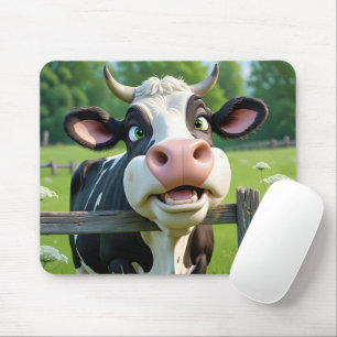 Mousepad Vaca de desenho emparelhando sobre cerca