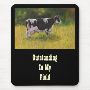 Mousepad Vaca de Holstein, pintando PROEMINENTE no CAMPO: