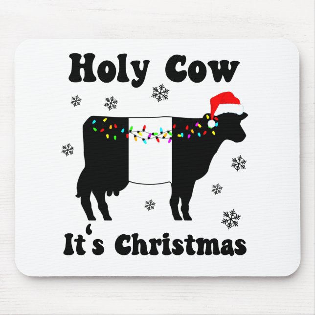Mousepad Vaca de Natal Engraçada Abaixo Galloway Beltie Gif (Frente)
