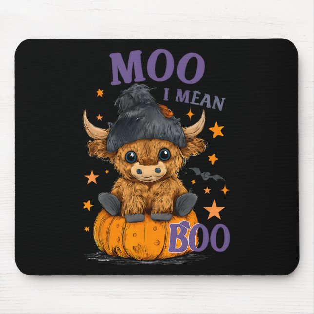 Mousepad Vaca do Halloween Moo Quero Dizer Boo Engraçado Qu (Frente)