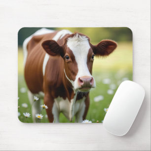 Mousepad Vaca Guernsey No Campo De Flor Selvagem