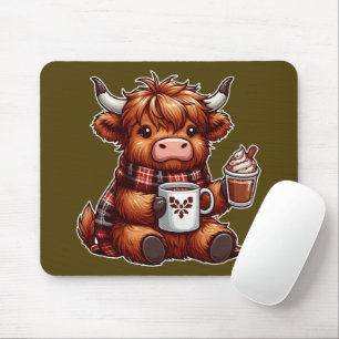 Mousepad Vaca Highland Adorável Aproveitando Bebidas Cozinh