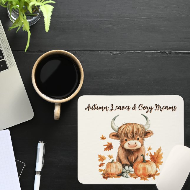 Mousepad Vaca Highland do outono Adorável (Criador carregado)