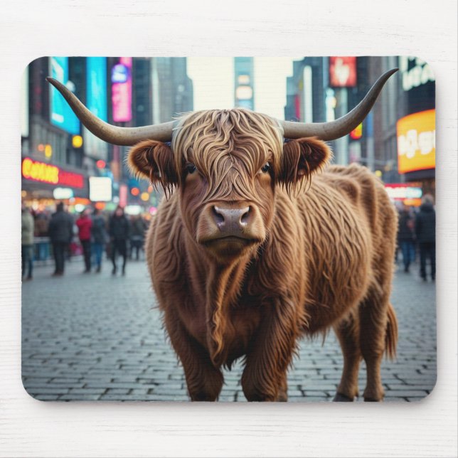 Mousepad Vaca Highland na Times Square (Frente)
