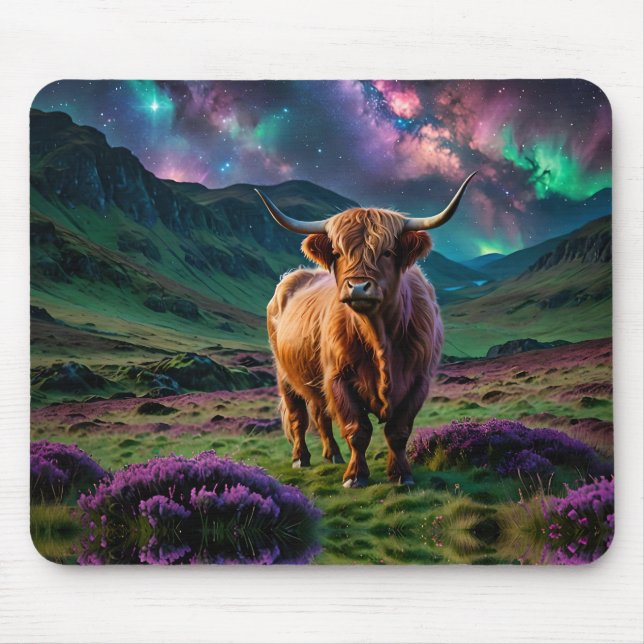 Mousepad Vaca Highland Sob As Estrelas (Frente)