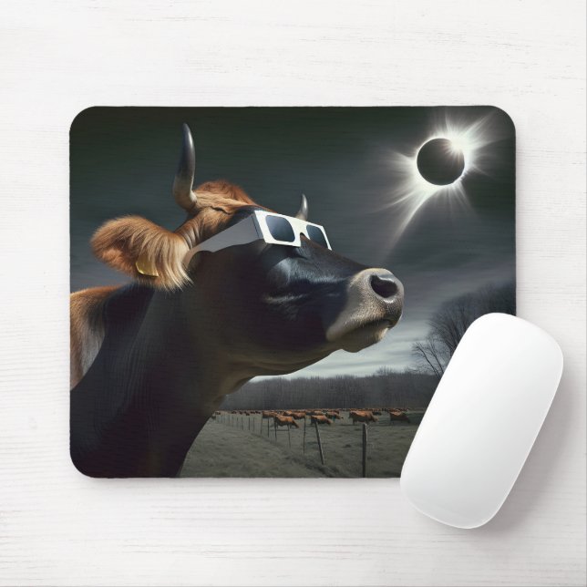 Mousepad Vaca Observando O Eclipse Solar Total (Com mouse)