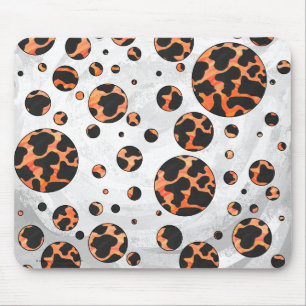 Mousepad Vaca Preto e Laranja Estampa de Bolinhas