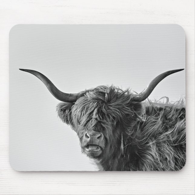 Mousepad Vaca resistente das montanhas no monochrome (Frente)