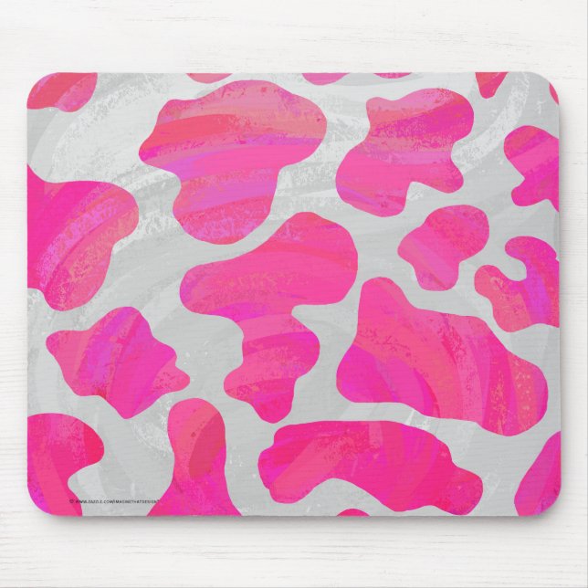 Mousepad Vaca rosa quente e Impressão branco (Frente)