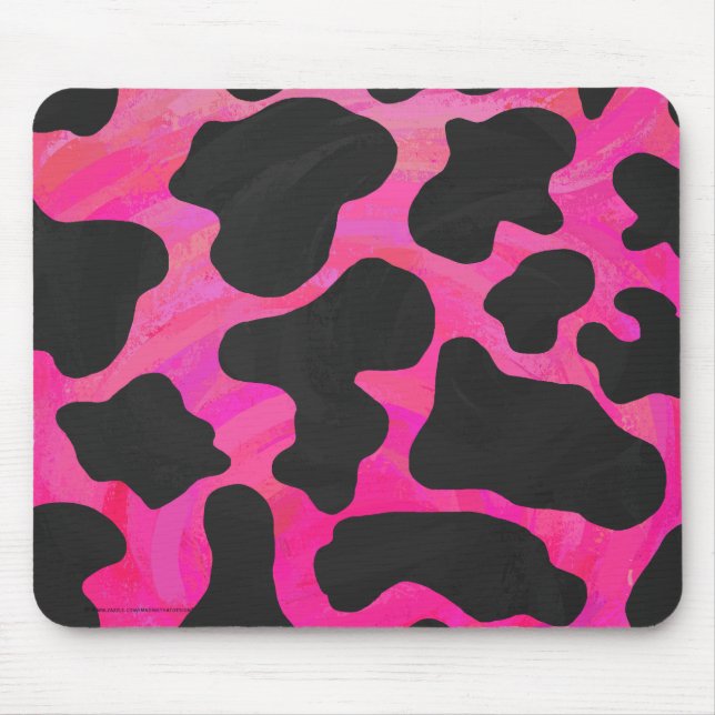 Mousepad Vaca rosa quente e Impressão preto (Frente)