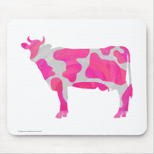 Mousepad Vaca, rosa quente e silhueta branca