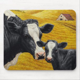 Mousepad Vacas de Holstein e Velho Pão de Madeira