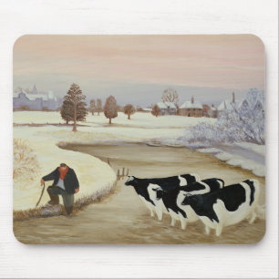 Mousepad Vacas em um rio do inverno
