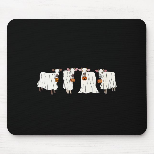 Mousepad Vacas Fantasmas Engraçadas Vacas do Dia das Bruxas (Frente)