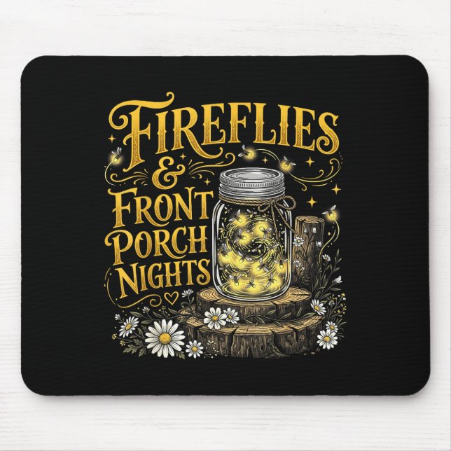 Mousepad Vagalumes e noites de varanda floral rústico (Frente)
