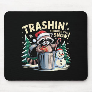 Mousepad Vagando pela neve Natal Guaxinim engraçado H