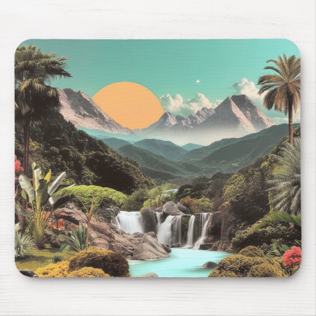 Mousepad Vale Tropical Surreal Com Quedas De Água (Frente)