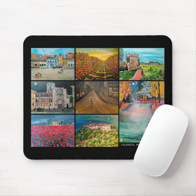 Mousepad Valencia Spain Collage Painting by Alfred Fox (Com mouse)