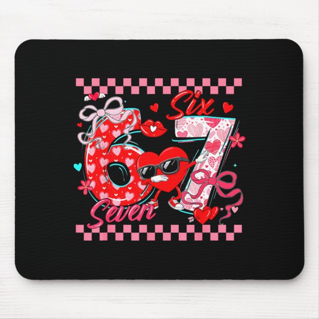 Mousepad Valentine 67 Seis Sete Meme Dabbing Corações Casal (Frente)