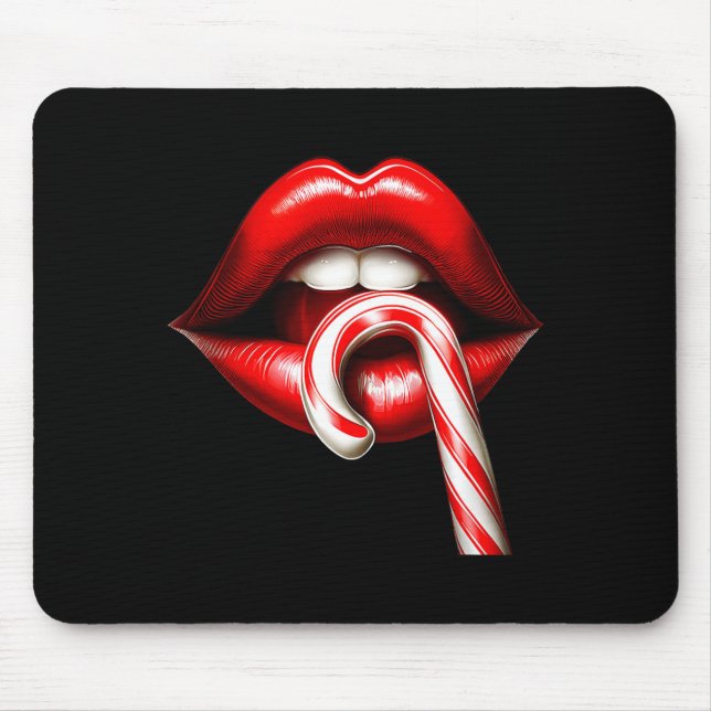 Mousepad Valentine Lips Kisses Valentines Funny Candy Cane  (Frente)